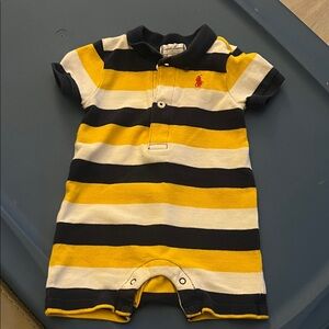 Ralph Lauren Navy, Yellow, and White Baby Romper